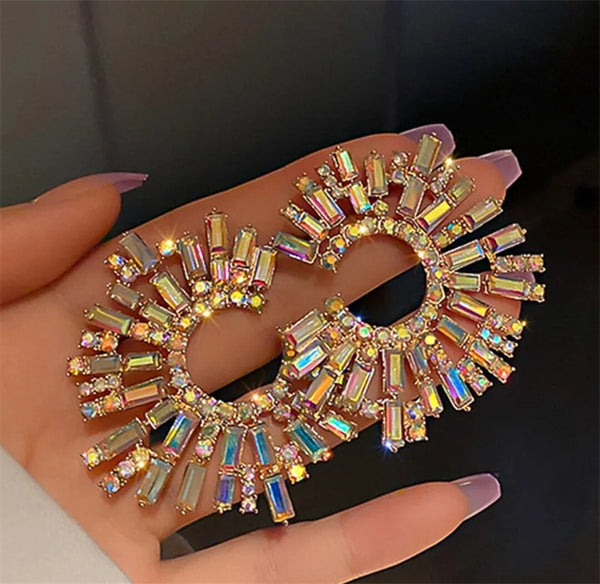 Geometric Alloy Rhinestone Acrylic Earrings