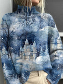 Christmas Abstract Printing Casual Cloak Coat Cardigan Sweater