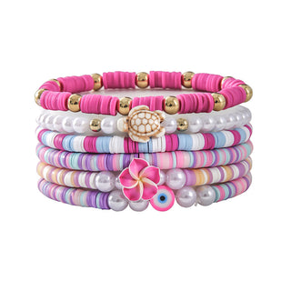 Buy sy0380 Preppy Style Colorful Polymer Clay Flower Shell Bracelet