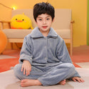 Thicken Boy's Solid Color Home Children's Flannel Pajama Set