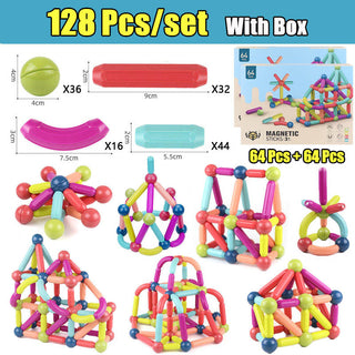 Buy 2pcs-64pcs Big Size DIY Magnetic Construction Set Early Learning Constructor Variety Magnetic Rod Building Blocks For Children Toys Gift