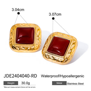 Buy jde2404040rd Fashion Stainless Steel Agate Resin Epoxy Earrings