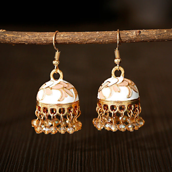 Bell Ethnic Style Bohemian Temperament Small Rice-shaped Beads Enamel Earrings