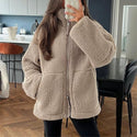 Women's Winter Lapel Zip-up Coat With Pockets