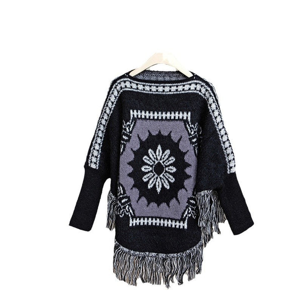 Mao Mao Yu Retro Ethnic Style Off-Neck Pullover