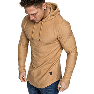 Buy khaki Men Casual Long Sleeve Slim Tops Hoodie