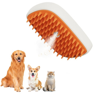 Buy white-orange USB Rechargeable Pets Steam Brush Spray Massage Comb Pet Grooming Tools Cat Steam Comb Pet Products
