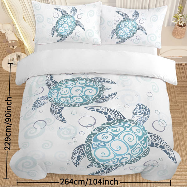 Turtle Bed Sets Ocean 3 Piece Turtle Themed Comforter Cover With 2 Pillowcases