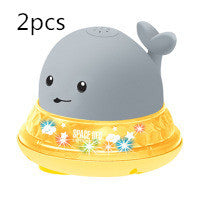 Buy grey-yellow2pcs New Baby Bathroom Bath Electric Induction Whale Spray Small Toy