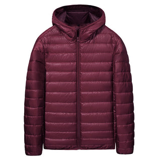 Buy wine-red Lightweight Cotton Coat Hooded Down Jacket Men&#39;s Casual Warm Cotton-padded Jacket