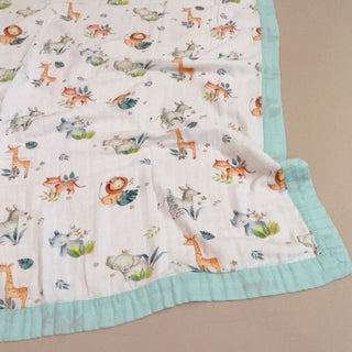 Buy animal-jungle Summer Air Conditioning Blanket Bamboo Cotton Four-layer Yarn Single Child Cool Feeling Quilt Thin Blanket