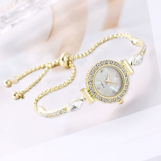 Buy gold Diamond Dial Decorative Pull-out Bracelet Watch