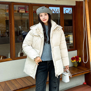 Buy beige Korean Style Women&#39;s Thick Hooded British Style Cotton-padded Coat