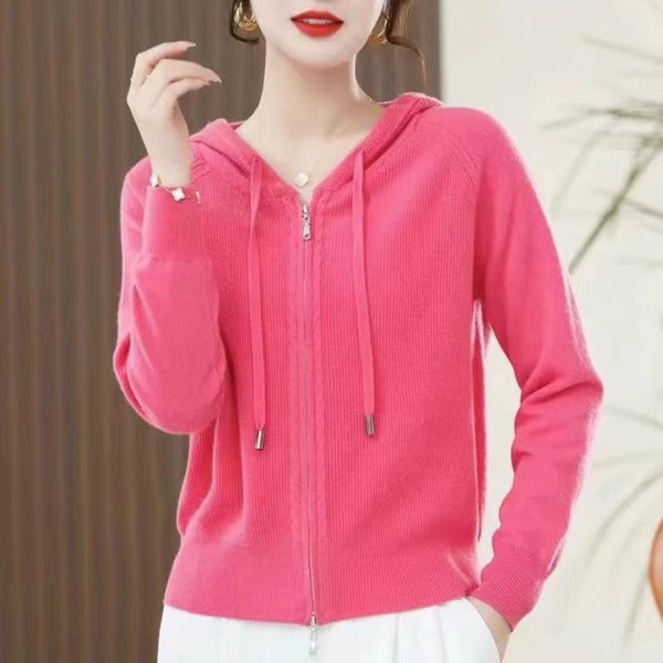 Knitted Hooded Casual Simple Fashion Style Women's Clothing