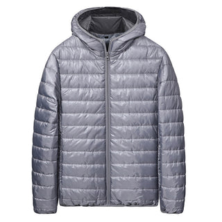 Buy light-gray Lightweight Cotton Coat Hooded Down Jacket Men&#39;s Casual Warm Cotton-padded Jacket