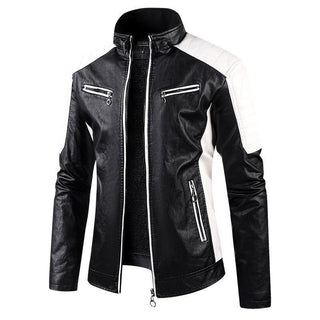 Buy black-plus-velvet Winter Leisure Leather Men&#39;s Coat Fleece-lined