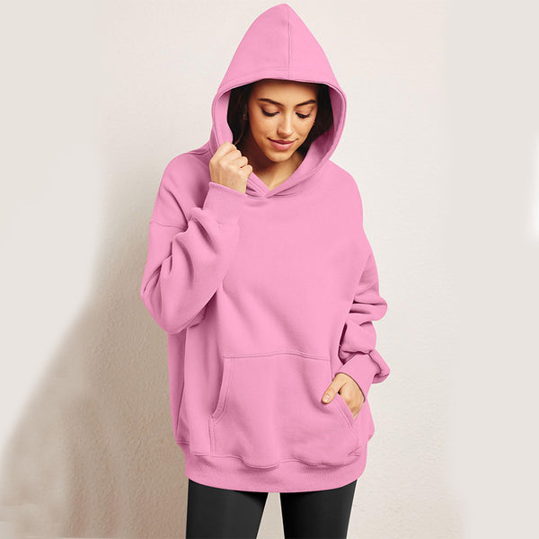 Women's Fleece Loose Sweatshirts With Pocket Long Sleeve Pullover Hoodies