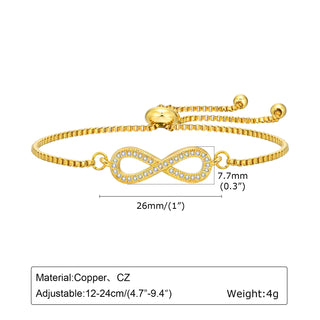 Buy infinity Adjustable Infinity Box Chain Double-layer Zircon Bracelet For Women