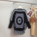 Mao Mao Yu Retro Ethnic Style Off-Neck Pullover