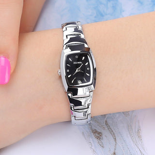 Buy silver-shell-plaid-pattern Women&#39;s Waterproof Tungsten Steel Quartz Watch