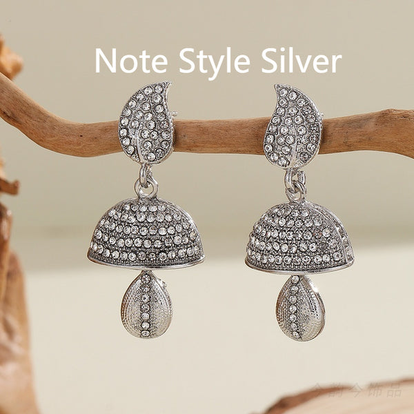 Bohemian Style Heart-shaped Diamond Bell-shaped Earrings