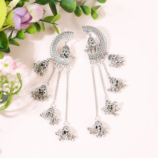 Buy hxe508-2 Niche Design Stud Earrings Ornament Vintage Ethnic Style Hollow Bell Pendant