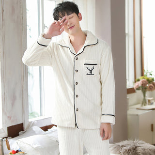 Buy ck205 Autumn And Winter Flannel Men&#39;s Pajamas Men&#39;s Lapel Cardigan