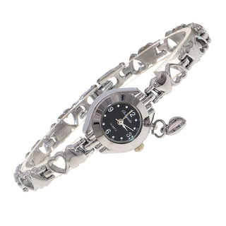 Buy silver-black Hollow Heart Solid Bracelet Quartz Watch