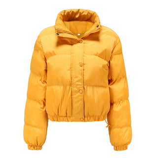 Buy yellow Long Sleeve High Collar Warm Coat