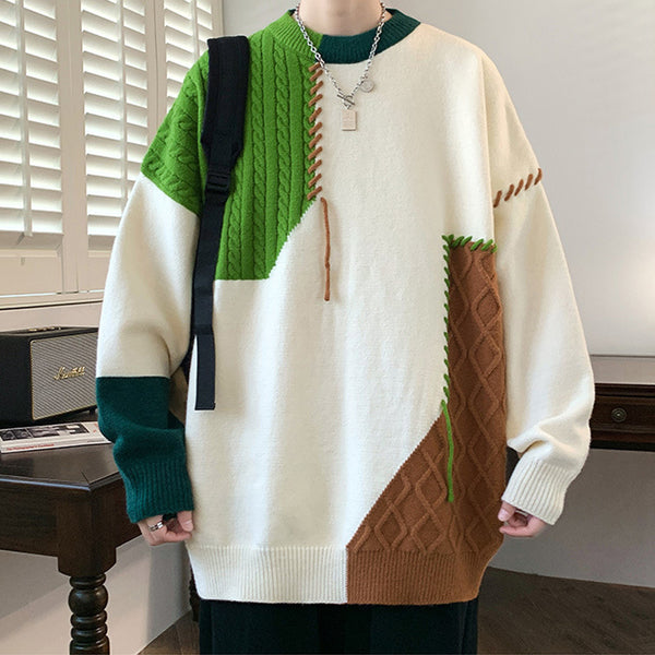 Men's Colorblock Pullover Knitted Winter Sweater