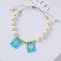 Peach Heart Bead Tag Steel Ball Freshwater Pearl Bracelet