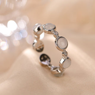 Buy white-jade-silver-style Graceful And Fashionable Seven-star Ring Female Open Ring