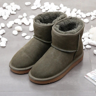 Buy army-green Women&#39;s Snow Short Flat Bottom Fleece-lined Cotton Boots