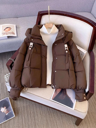 Buy brown Korean Style Down Cotton Jacket Women&#39;s Short