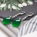 Green Agate Drop-shaped Earrings For Women