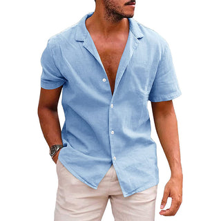 Buy sky-blue Men&#39;s Tops Casual Button Down Shirt