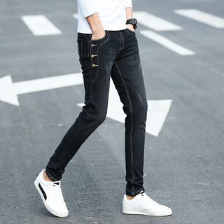 Buy 3015black Men&#39;s All-match Casual Slim Fit Stretch Pencil Jeans