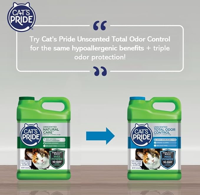 Cat's Pride Max Power: Bacterial Odor Control - Up to 10 Days of Powerful Odor Control - Strong Clumping - 99% Dust Free - Multi-Cat Litter, 15 Pounds