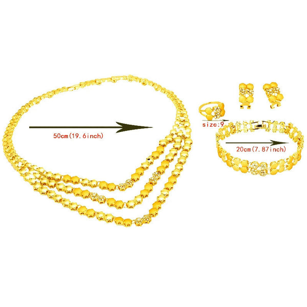 Dubai Jewelry Set Women's Gold Necklace Earrings