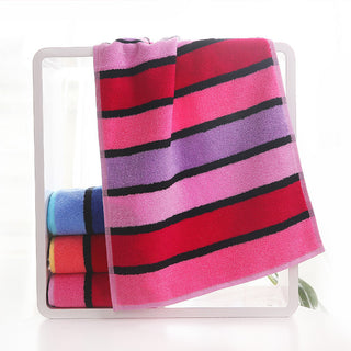 Buy red Thickened Color Striped Face Towel Absorbent Soft Cotton Couple Models