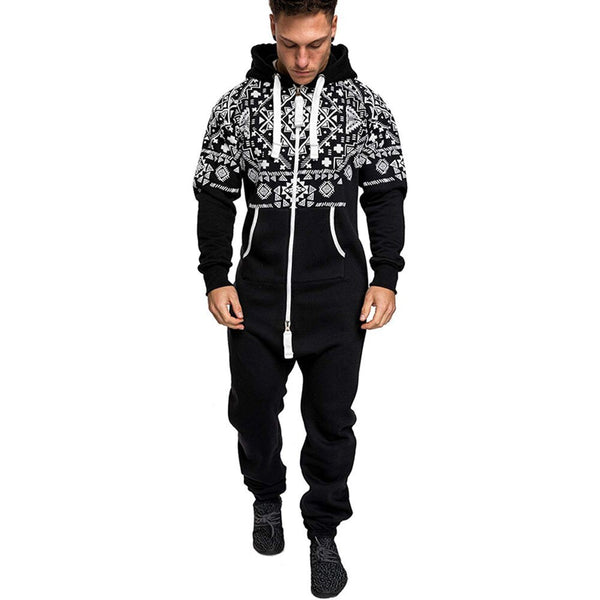 National style printed one-piece men's pajamas