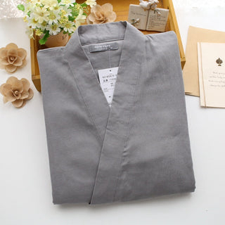 Buy grey Men&#39;s kimono pajamas cotton double gauze loose pajamas