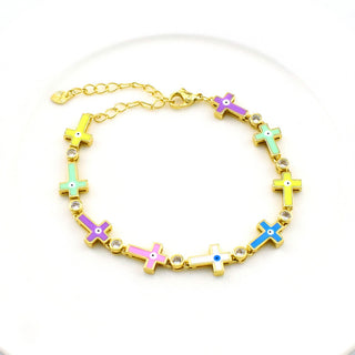 Buy color Cross Unique Gold-plated Zircon Bracelet