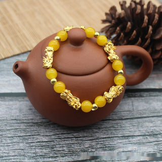 Buy like-flowers-and-jade 8mm Gold Plated Picchu Bracelet Female Personalized Bracelet