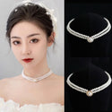 Retro Court Rhinestone Pearl Necklace Ear Stud Women's Simple