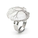 European And American Fashion Exaggerated Natural Crystal Denier Silver Plated Winding Lucky Tree Adjustable Ring