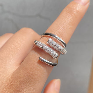 Buy white-white-gold-plated Geometric Copper Inlaid Zircon Women&#39;s Ring