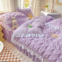 Solid Color Four-piece Quilt Cover Bed Skirt Bedding Set