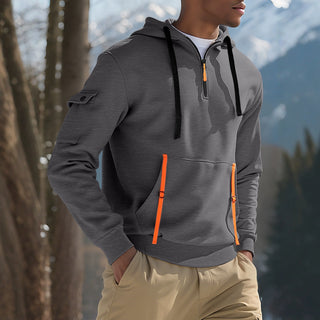 Buy dark-gray Men's Fleece-lined Casual Sweatshirt Fashion Hoodie