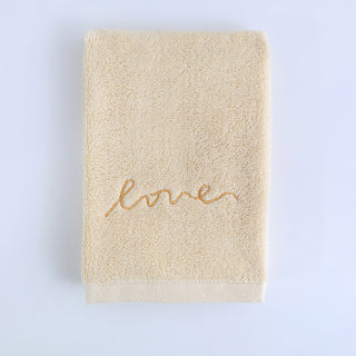 Buy beige Pure Cotton Embroidery Towel Plain Gift Face Towel